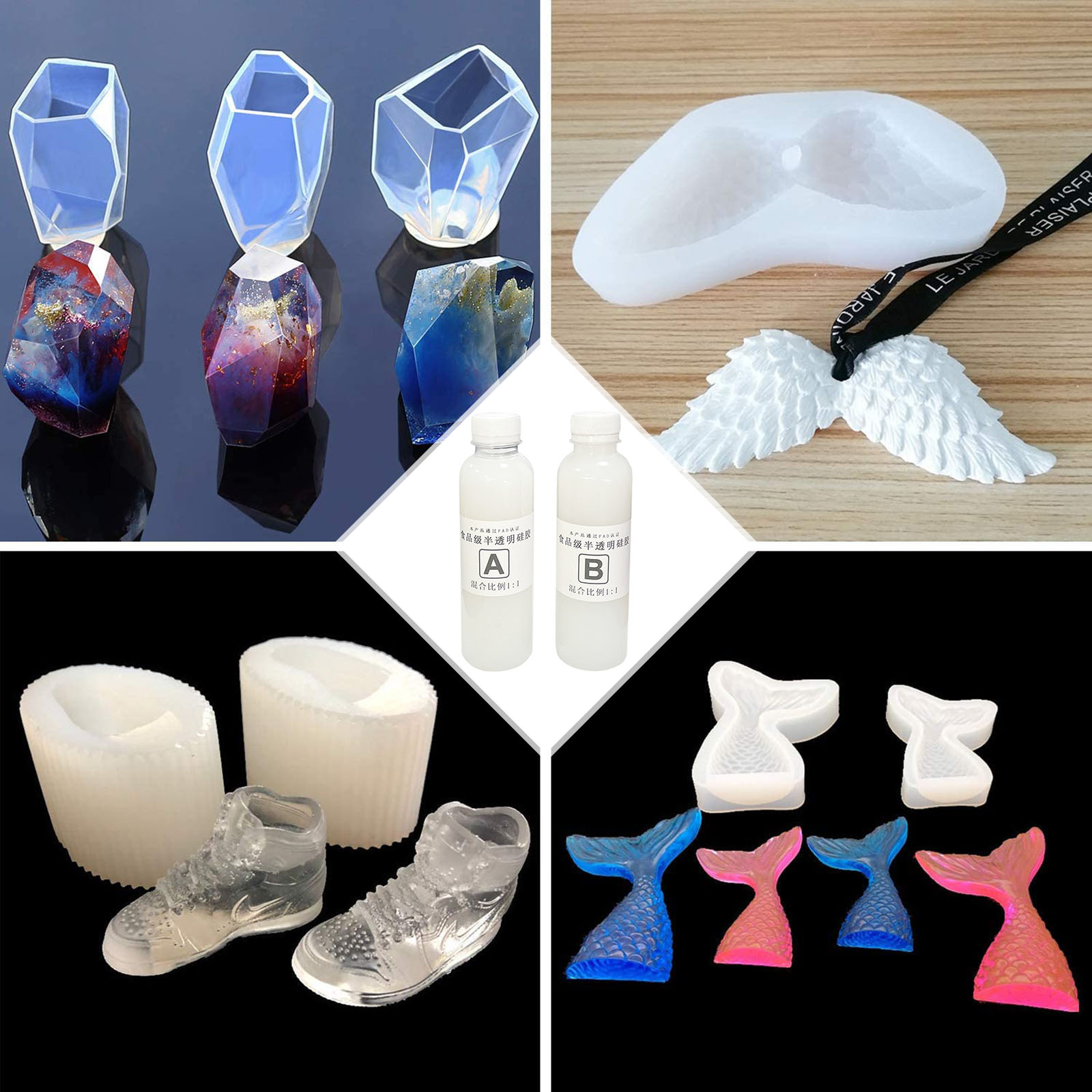 Silicone Mold Making Kit Translucent Silicone Rubber Liquid Silicone Rubber - 1:1 for Resin Casting Molds, Jewelry,Candle Molds