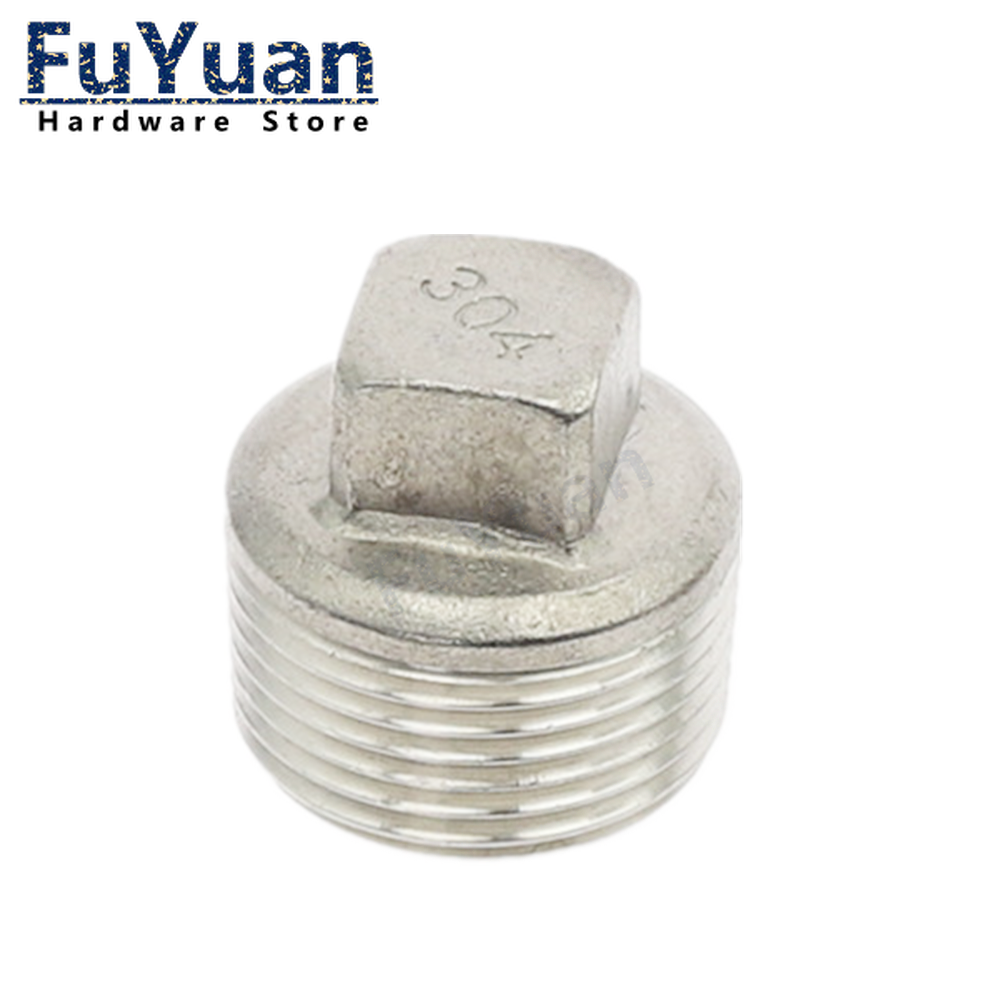 1 Stück SS 304 Edelstahl 1/4" 3/8" 1/2" 3/4" 1" 1-1/4' 1-1/2" BSP Rohrverschraubung mit Außengewinde, Vierkantkopfstopfen SS304 – Detail 6