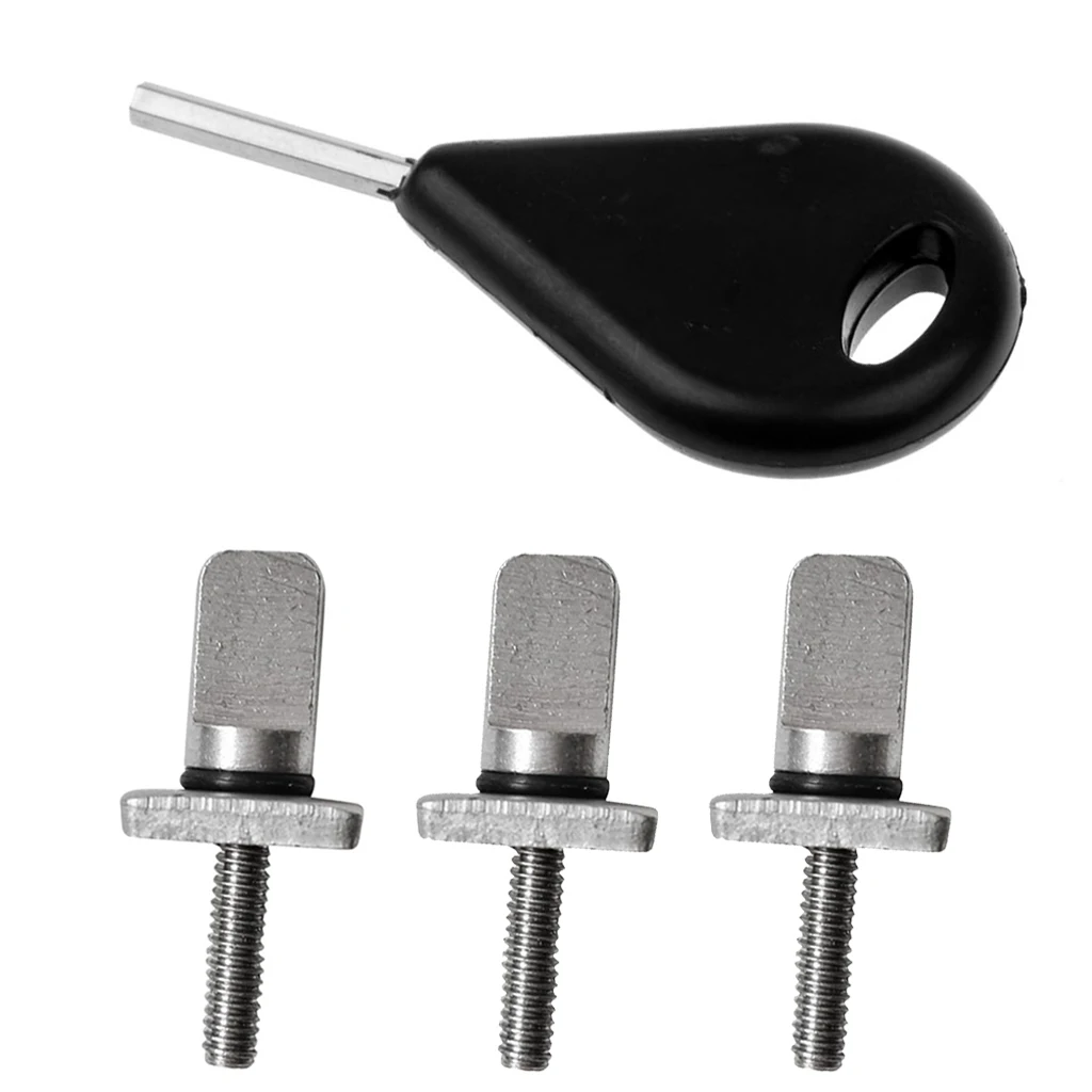 Stainless Steel SUP Longboard Surfboard Fins Screw and Plate 2# Set of 3 and Fin Key Compatible