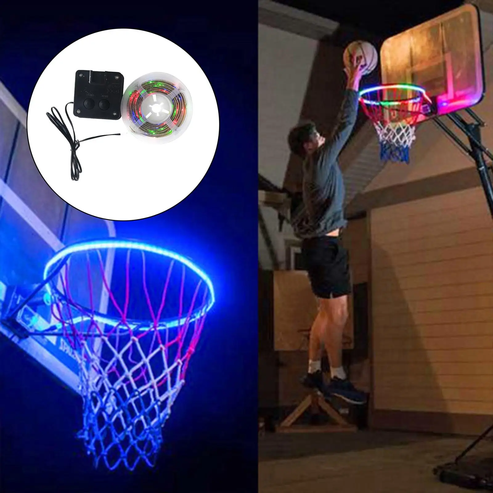 Luminous Basketball Hoop Net/Solar Strip Light Glow In The Dark Training Outdoor 