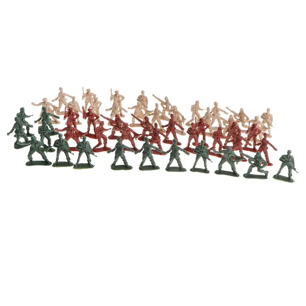 50 Piece   Action Figures Model Toy Play Set, Army Soldiers with 6
