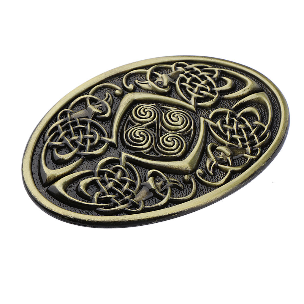 Mens  Cowboy Germanic  Pattern Oval Bronze Belt Buckle