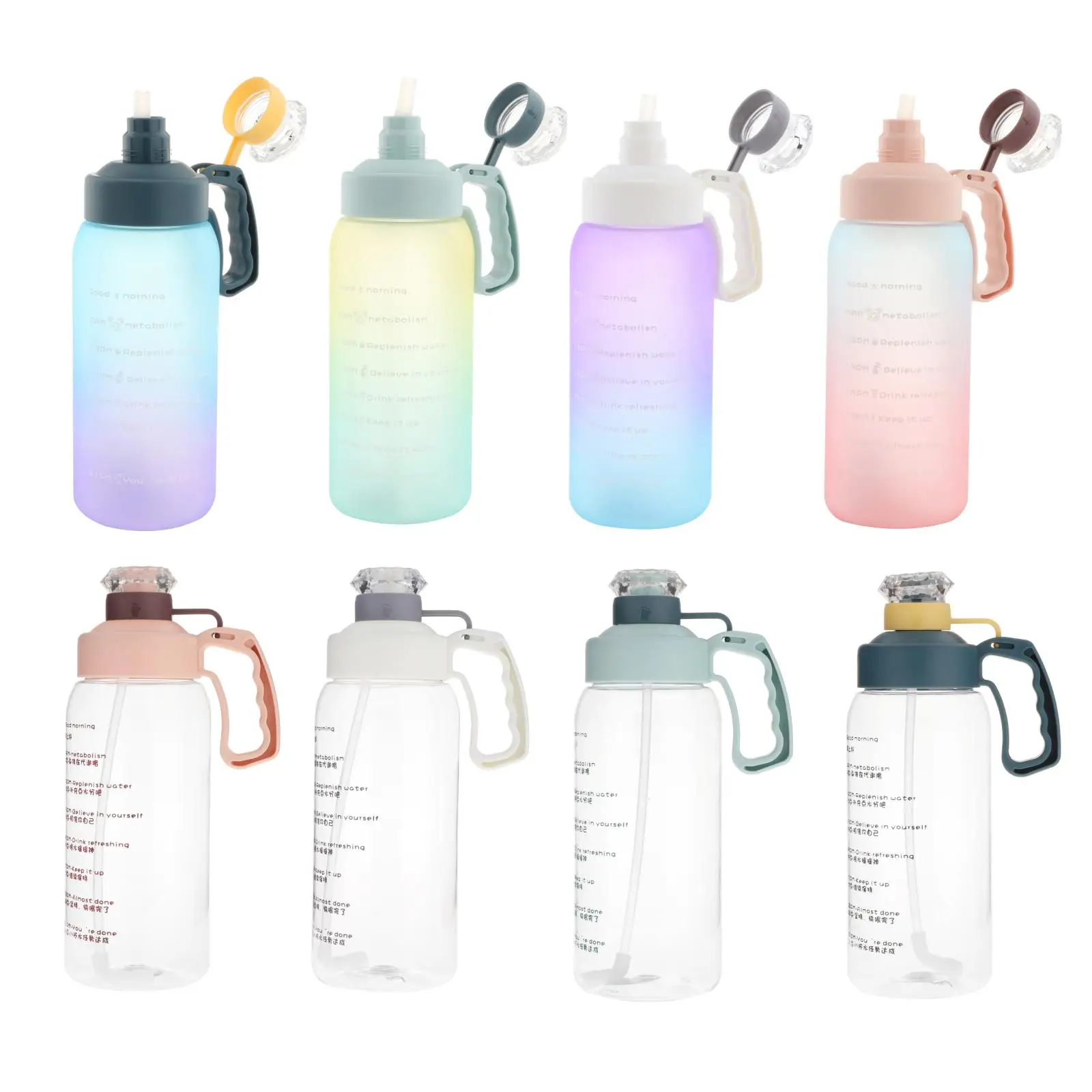 Large Motivational Water Bottle Leakproof BPA Free Sports Water Jug with Time Marker to Ensure You Drink Enough Water for Gym