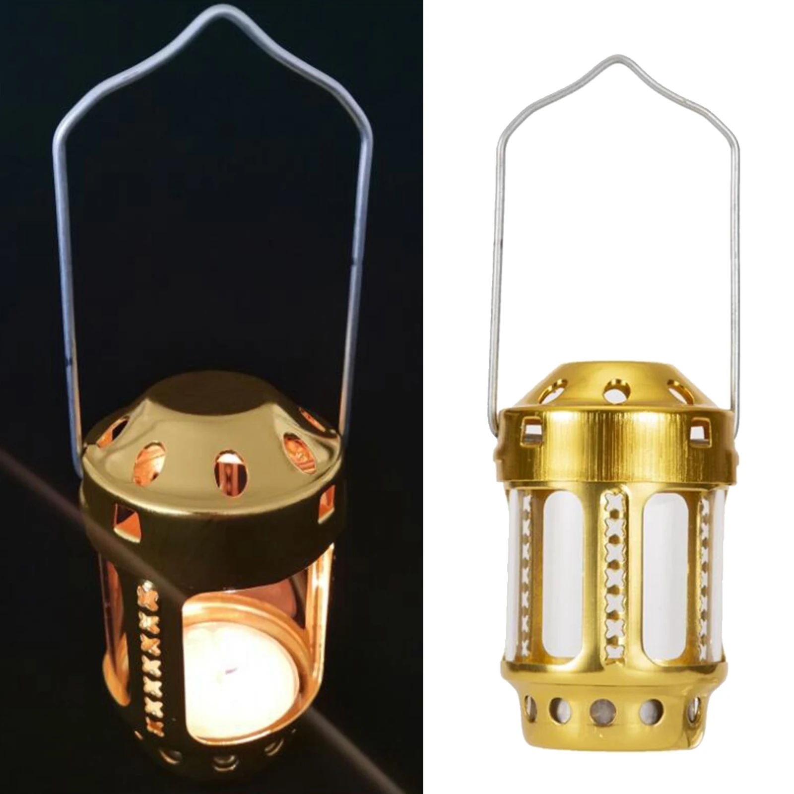 Gold Tealight Holder Indoor Hanging Lantern Decoration Tea Light Stand