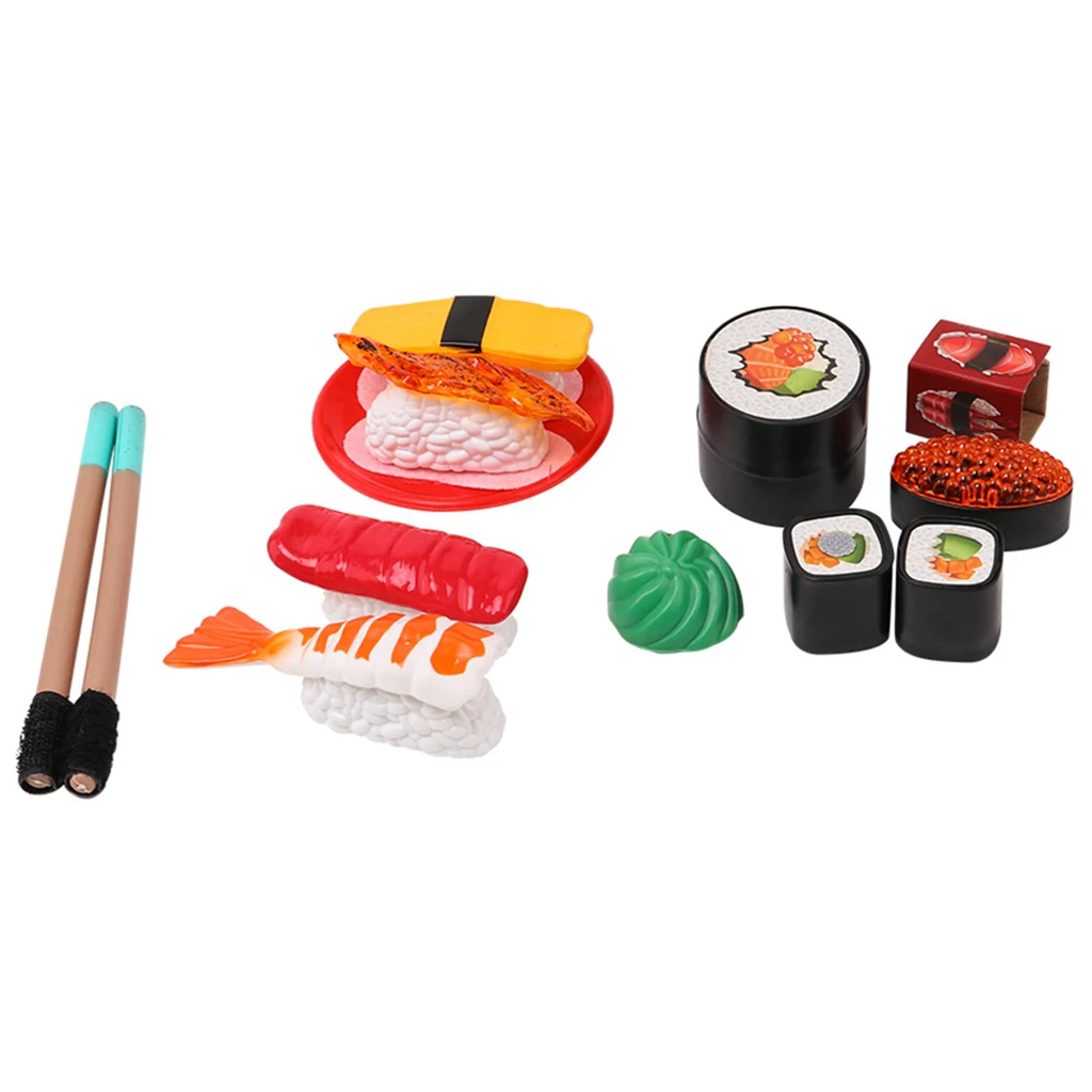 Simulation Food Trays with Sushi - Pretend Play Kitchen Food Set for Toddlers 3