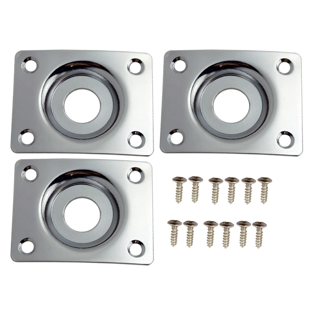 3pcs Rectangular Electric Guitar Metal Jack Socket Plate for  TL Guitar Bass Parts Accessories 