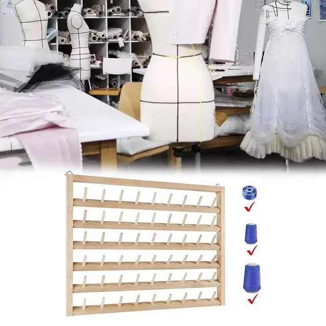 48/54 Spool Sewing Thread Holder Rack Wood Sewing Thread Stand Organizer  Embroidery Storage Rack Holder Bracket