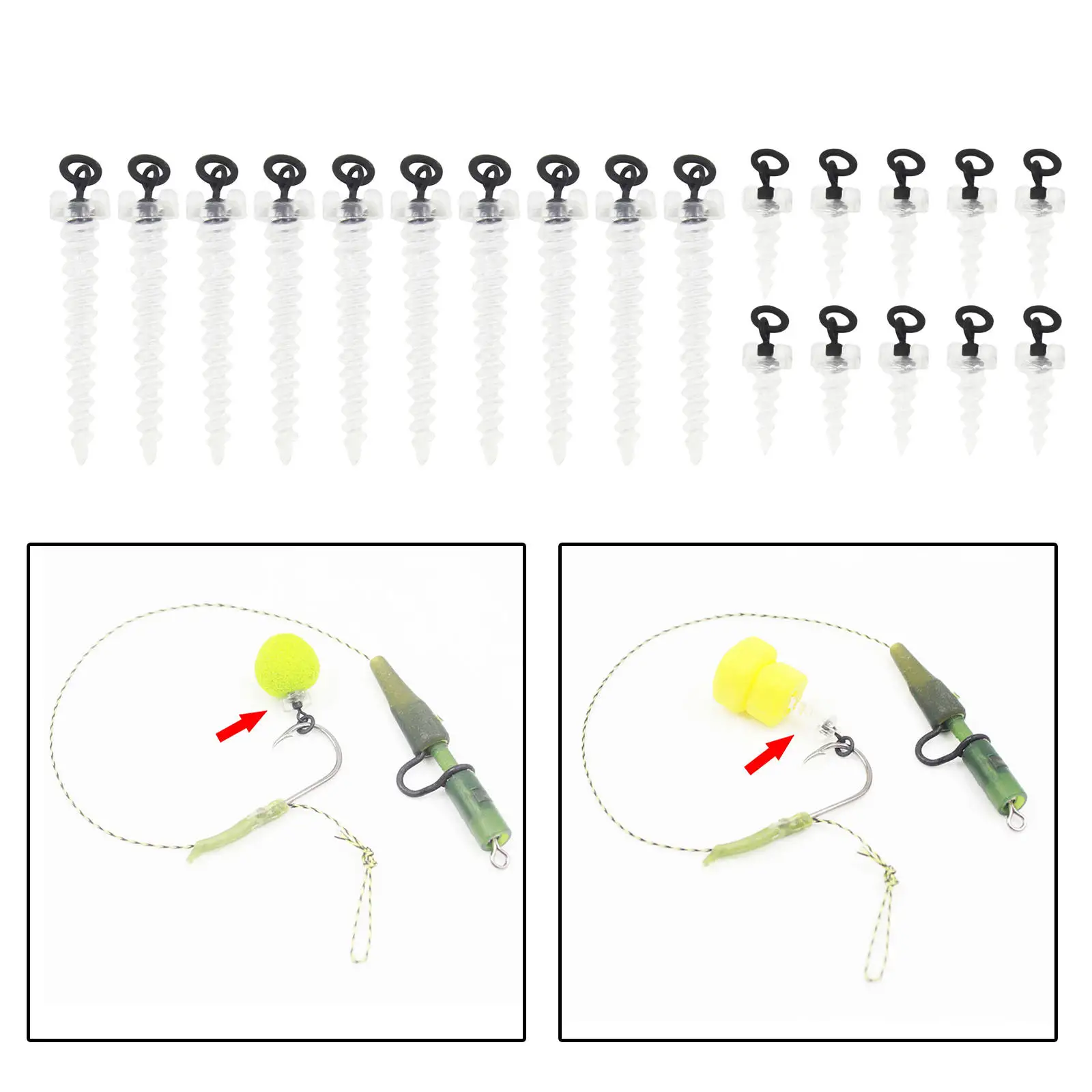 10 Pieces Boilie Screw Peg with Round Link Loop Swivels Stop Tool Hook Rig Fishing Gear 360  for Carp Fishing Grains Hook Stop