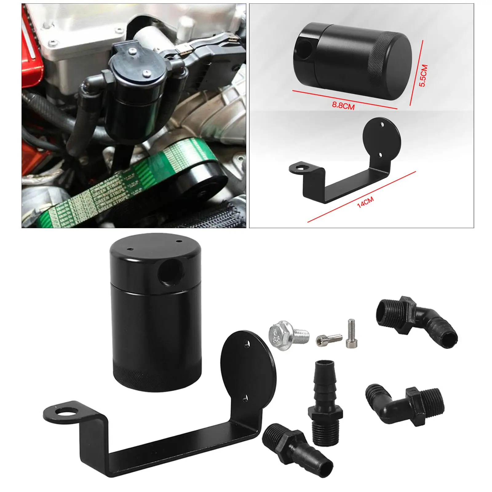 Performance  Oil Separator Catch Tank for Charger Hellcat 2015-2020 3060P-B Passenger Side Replace Black