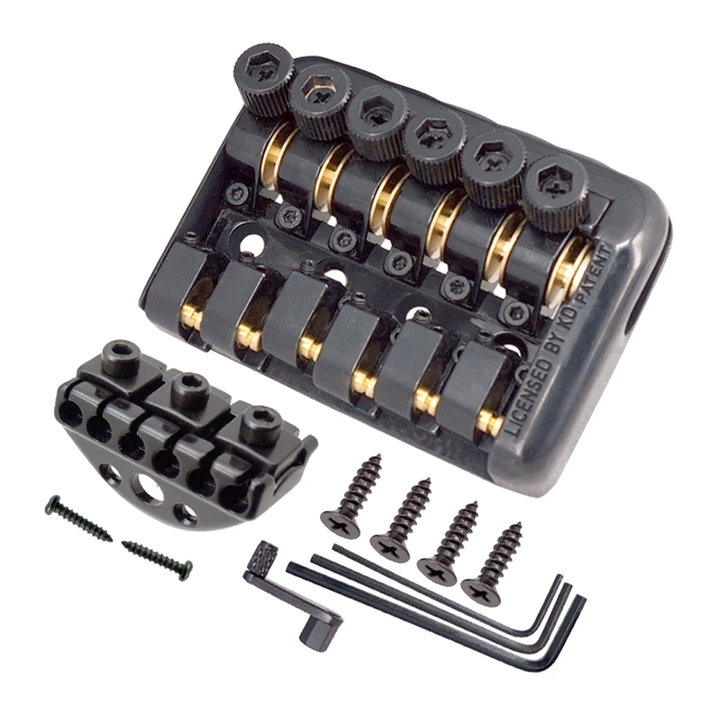 1 Set New Fixed 6 String Headless Guitar Bridge Tailpiece W/ Nut Accessories