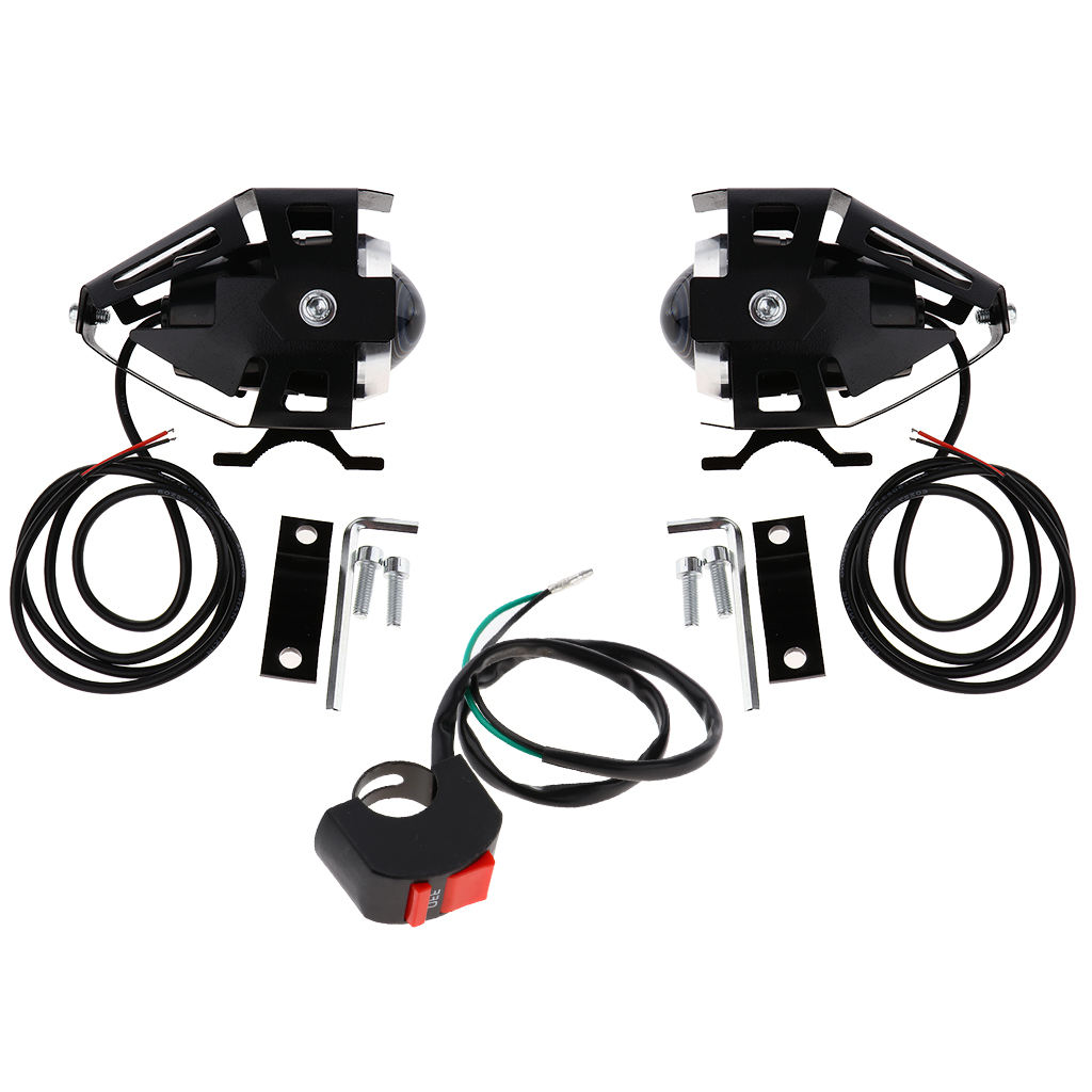 2PCS Motorcycle LED Headlight 125W 3000LM U5 Waterproof Driving Spot Head Lamp Fog Light Switch Motor Accessories 12V 6000K