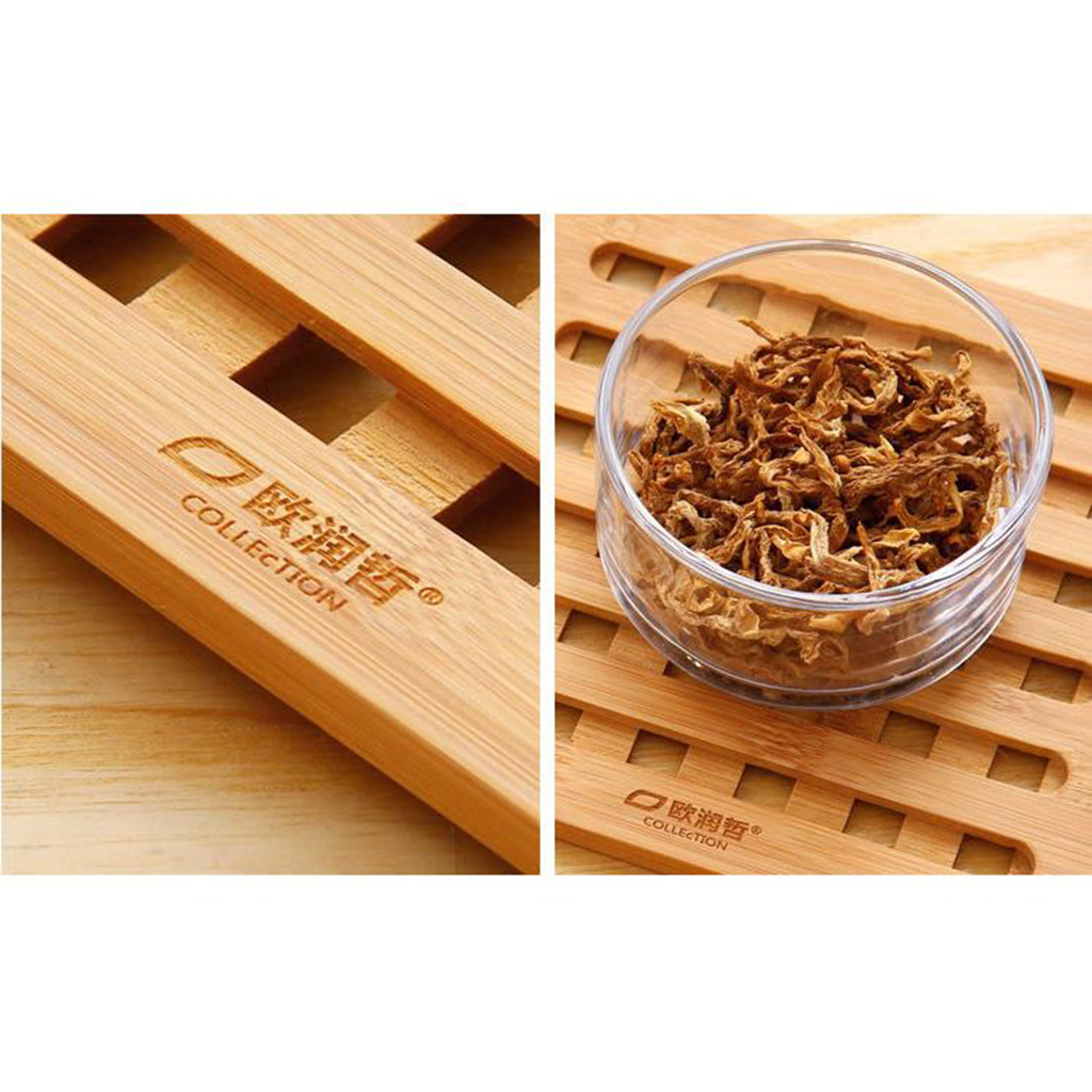 3pcs Natural Bamboo Trivet Mat Pads for Hot Pot Dishes Heat Resistant Square
