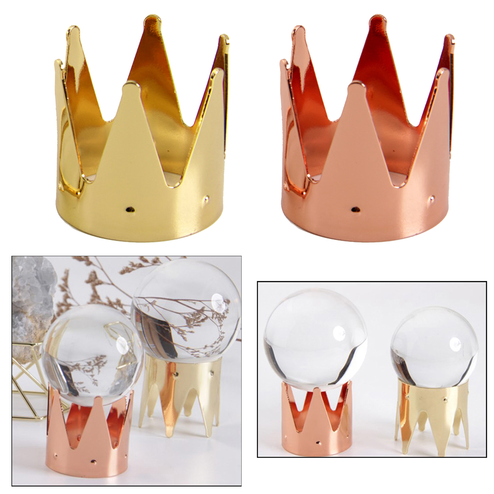 Crown Metal Rack Easel Display Stand for Gemstone Mineral Rocks Home Decor