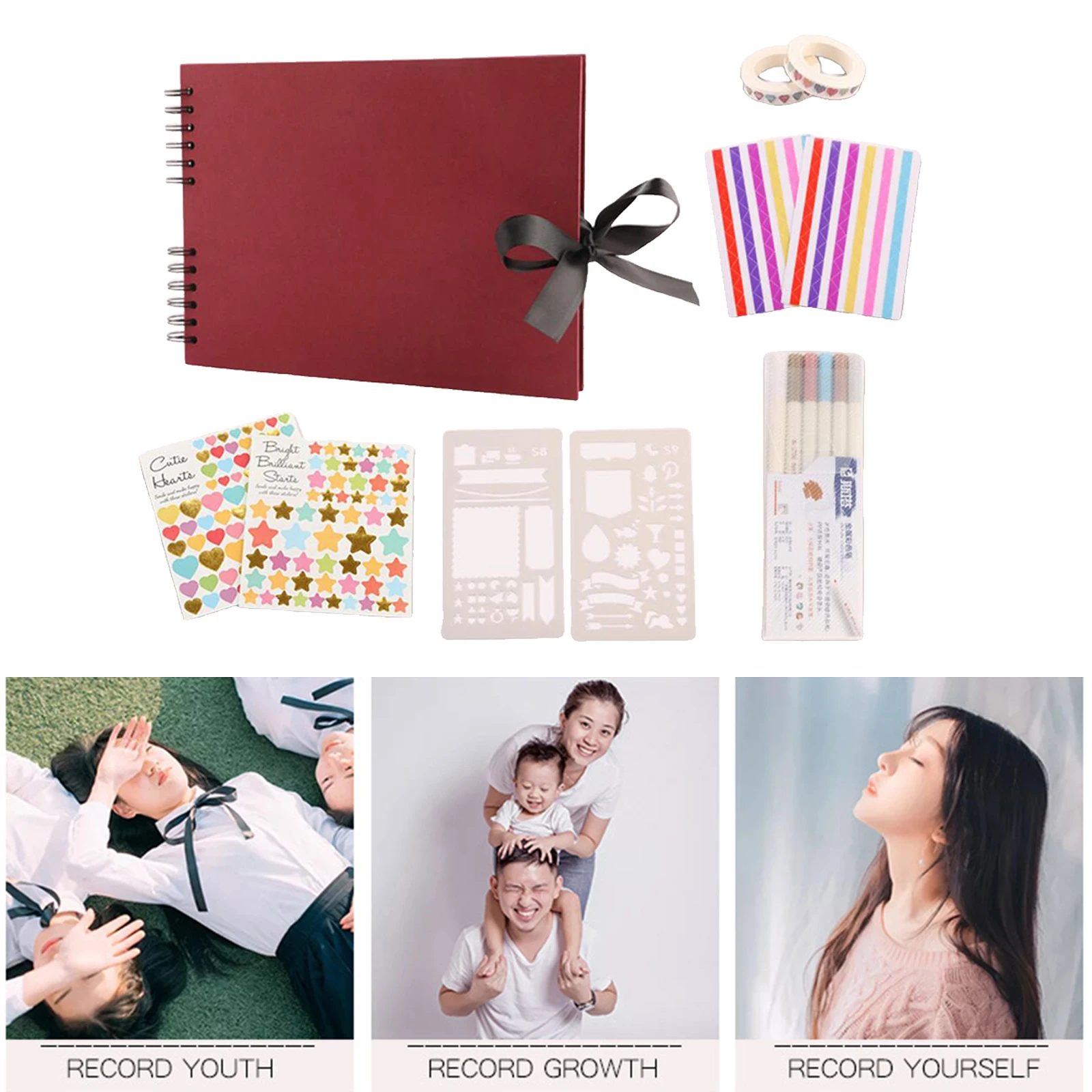Scrapbook Photo Album DIY Kit, Baby Scrapbook Album,Wedding Guest Book,Anniversary Scrapbook, School Memory Book, Keepsake