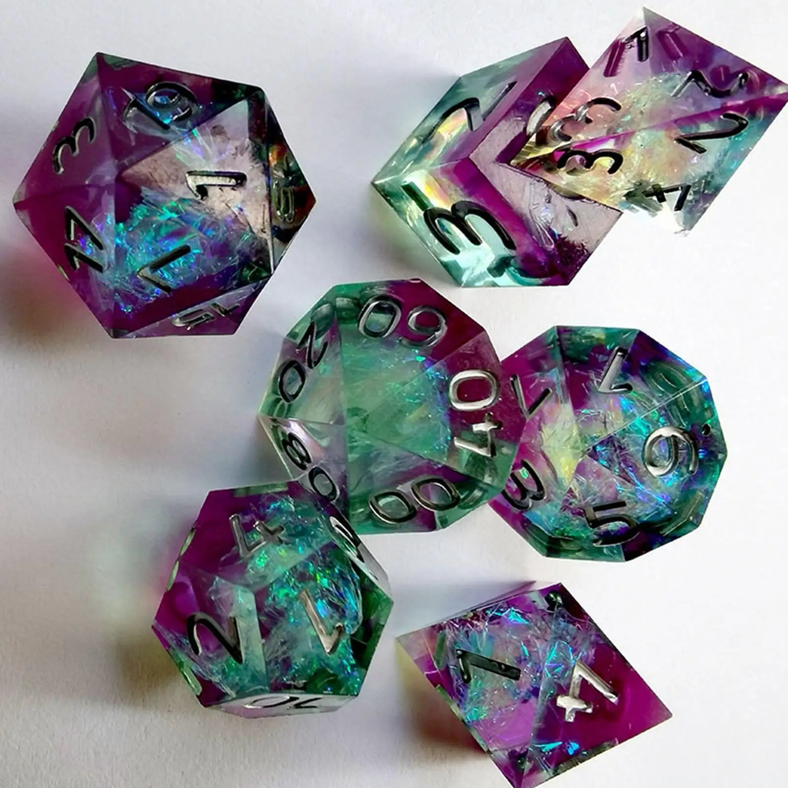 Polyhedral Dice D4 D6 D8 2XD10 D12 D20 Double-Colors Lightwheigt Handcrafted Designer for MTG