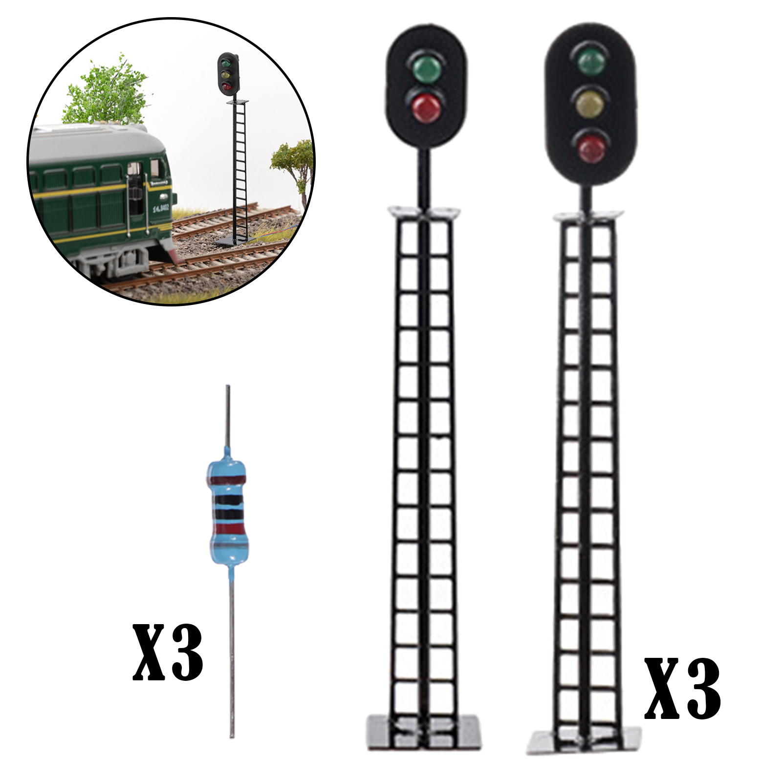 1:87 Traffic Light Lamp Miniature Model Train Railway Model Scenery Ornament