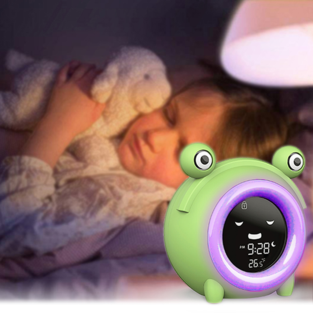 Frog Kids Alarm Clock 5-Sound Child Sleep Trainer Sound Machine Snooze Clock