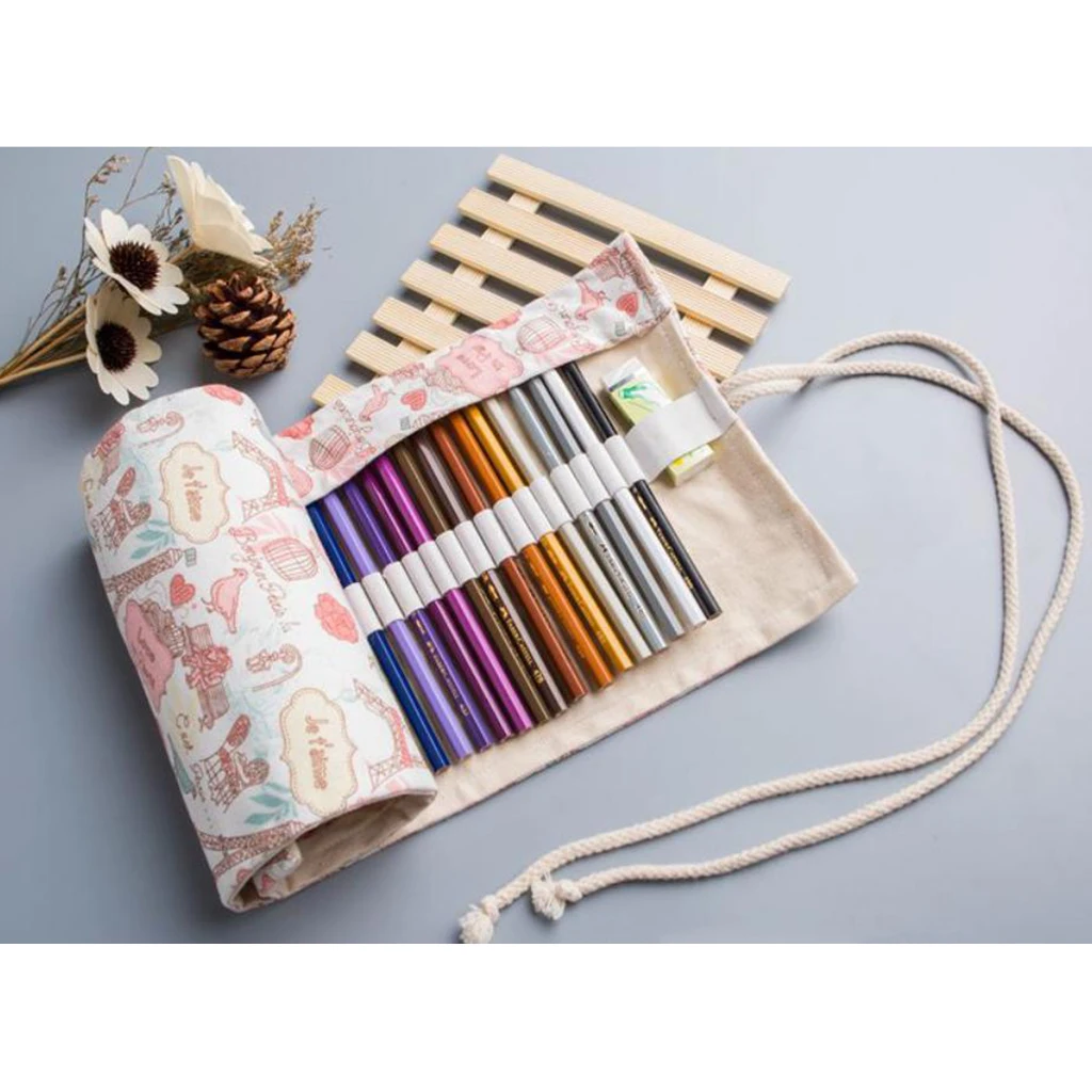 Romantic Pen Roll, Pencil Case for Colored Pencils, Brush Set, Roll Case,