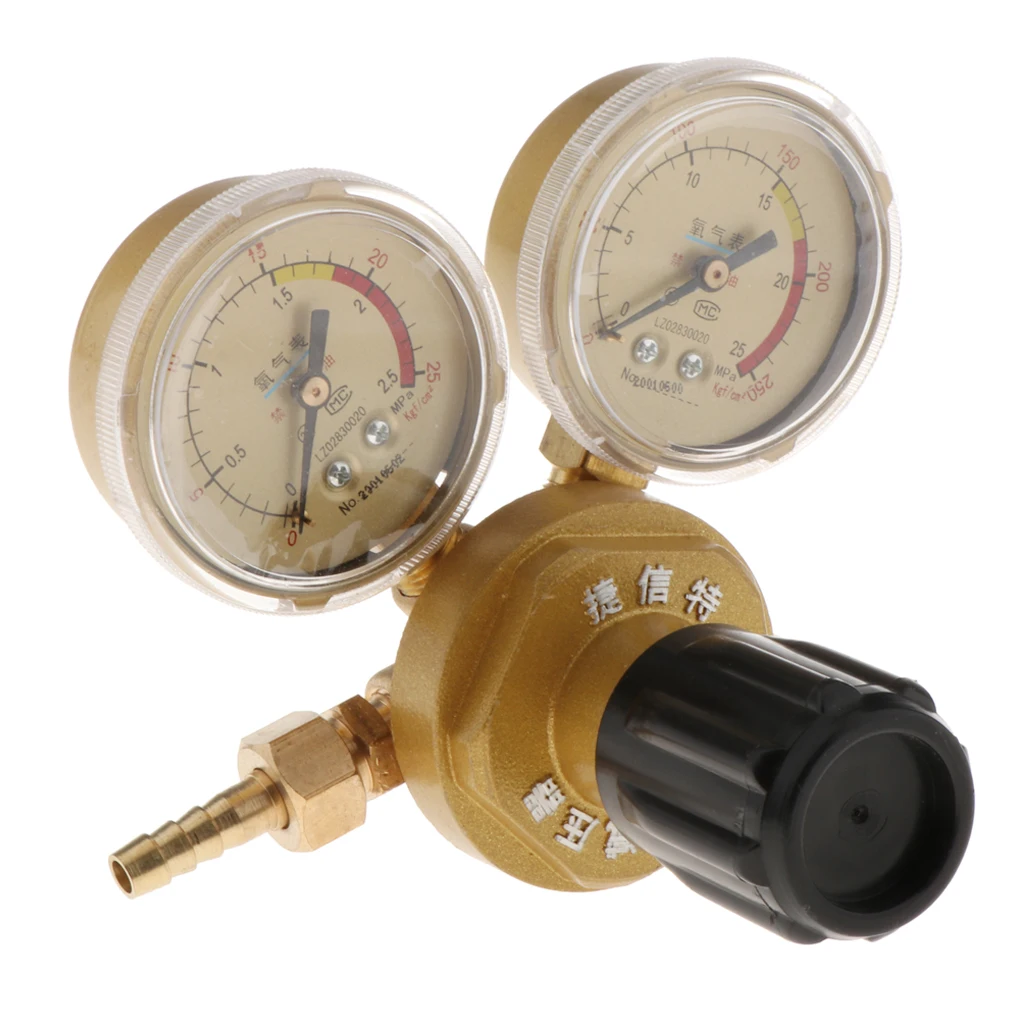Copper Twin Oxygen Pressure Reducer Gauge Regulator Adapter Tools Durable