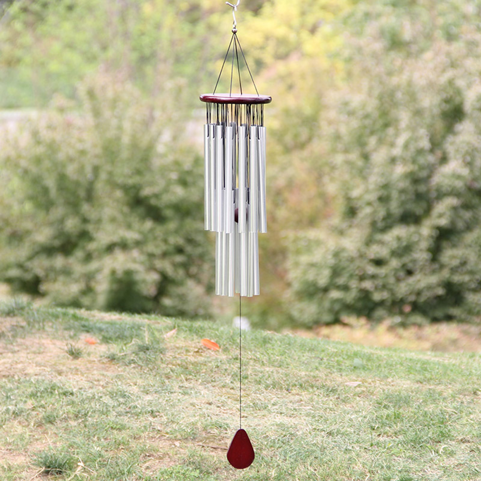 33.5 Inch Large 27 Tubes Wind Chimes Solidly Constructed Wood Aluminum Chime