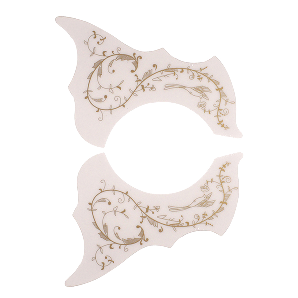 2pcs 40/41 Inch Acoustic Guitar Pickguard With Flower Pattern Self-adhesive, Guitar Pickguard, White