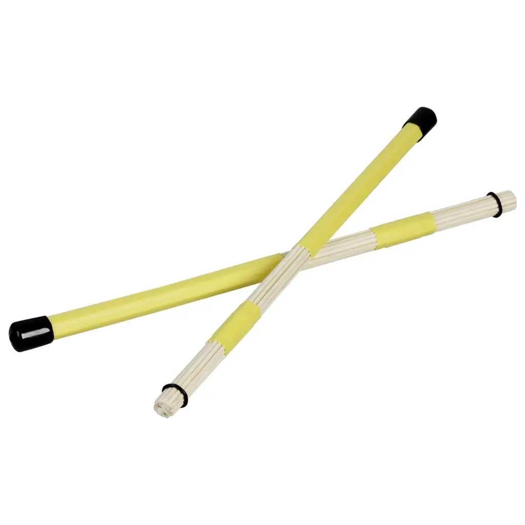Exquisite 2Pcs Wooden Drum Rod Brushes for Cajon Jazz Drum Accessory Yellow