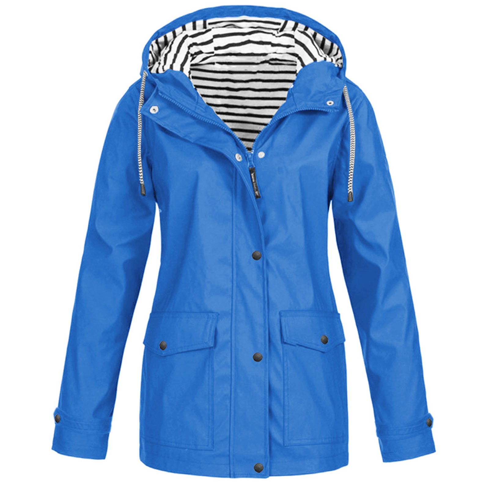 Women Solid Rain Jacket Outdoor Plus Size Waterproof Hooded Raincoat Windproof New Warm Jacket Windproof Outdoor Chaqueta