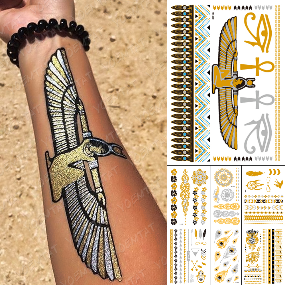 Best of Waterproof Temporary Tattoo Sticker Metallic Gold Silver Eyes Egyptian Goddess Hies Flash Tatoo Women Henna Body Art Fake Tatto Reviews & Tips