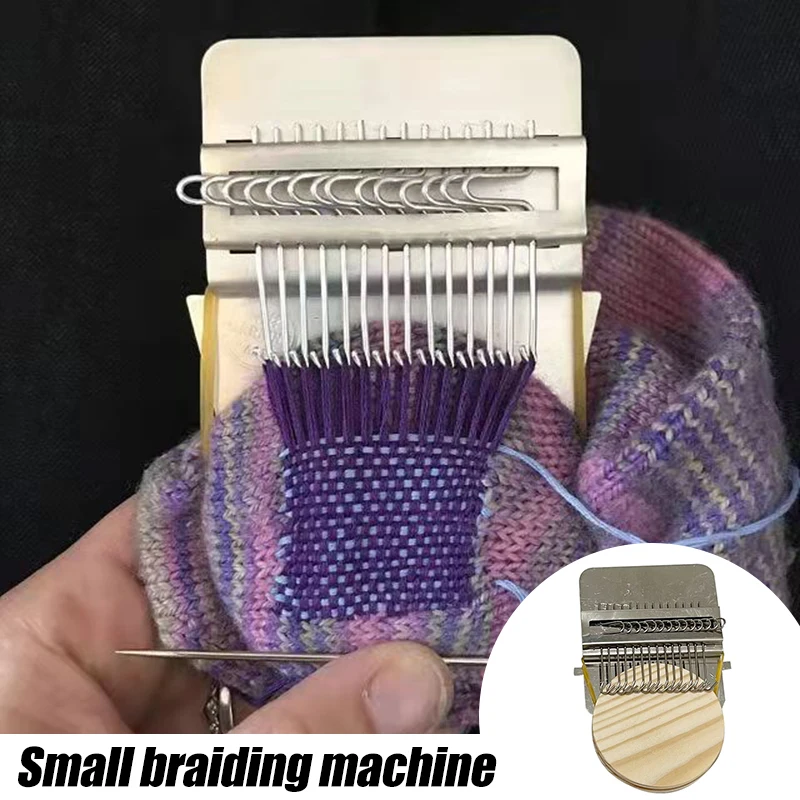 Small Loom for Weaving Beginners Wooden Loom Knitting Machine DIY Weaving Arts Darning Tool 10 Hooks Socks and Clothes for Mending Jeans 