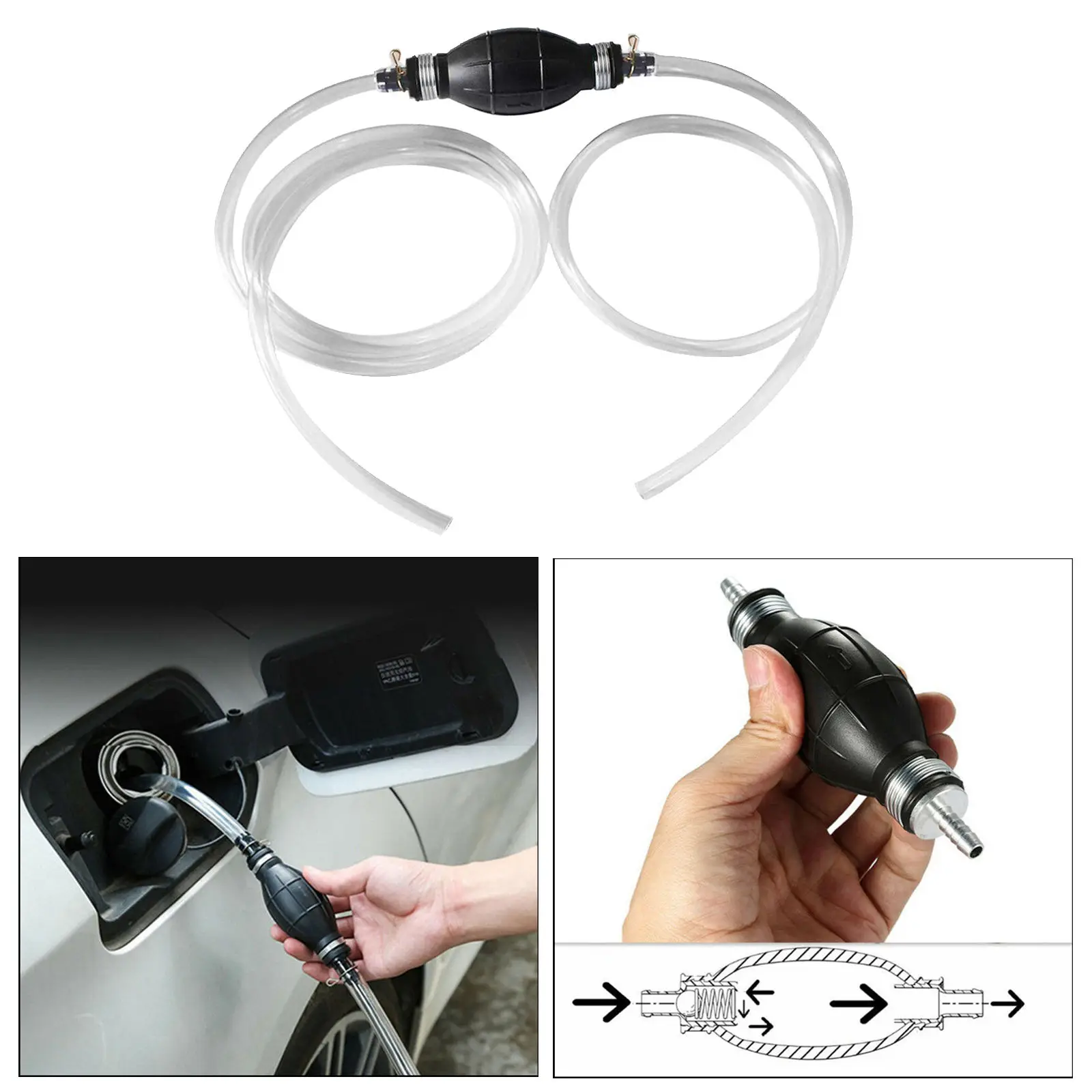 Siphon Hand Pump Portable Manual Car Fuel Transfer Pump for Gas Gasoline Petrol  Oil Liquid Water Fish Tank with 2M Hose