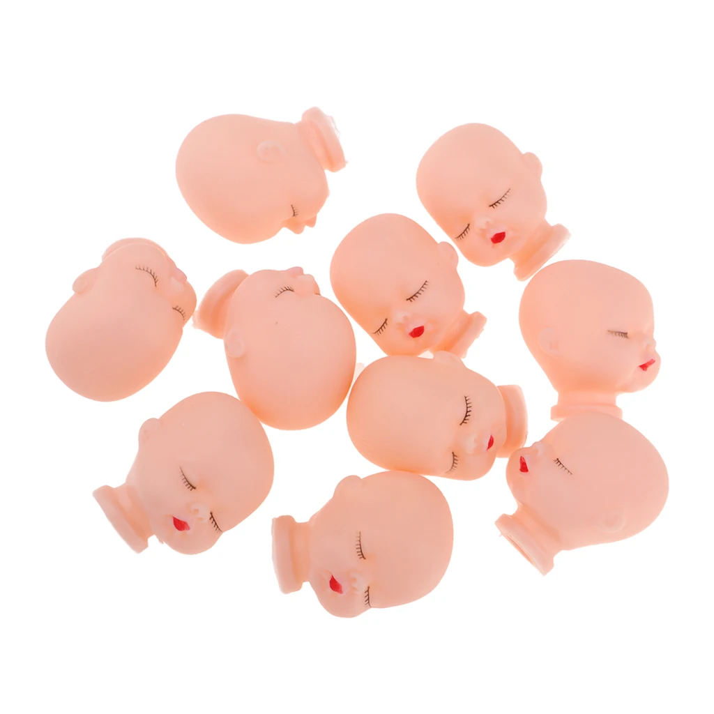 10 Pieces Red Lips Sleeping Baby Heads Shape for Miniature Doll