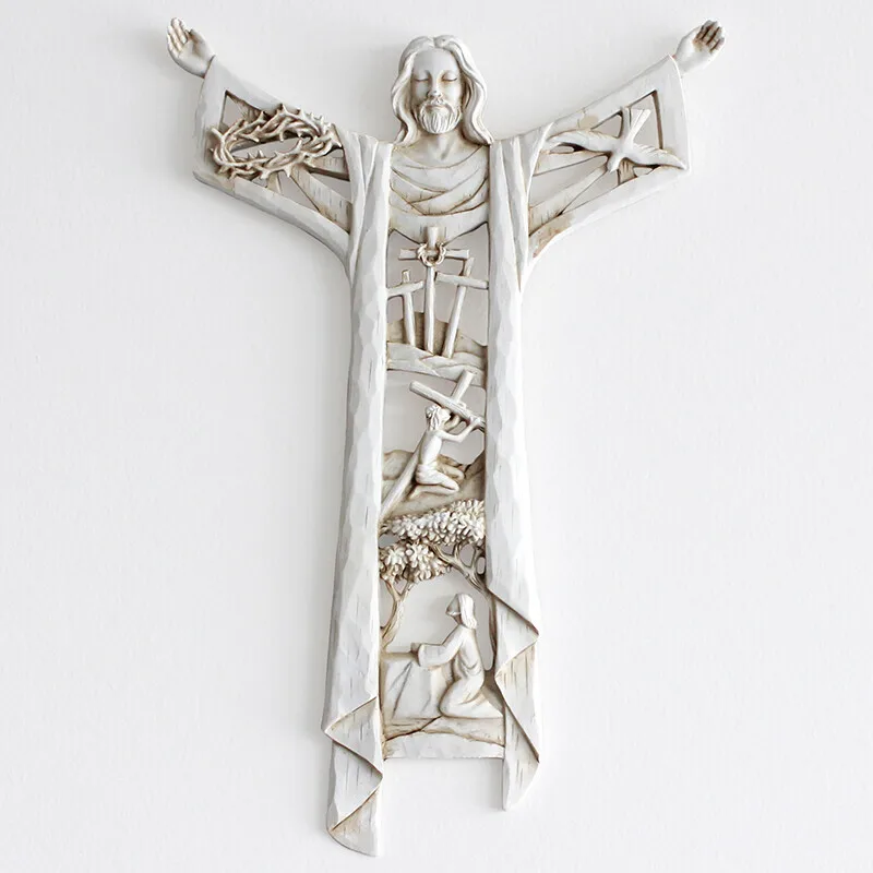 religiosa jesus figura pendurado ornamento de parede oco design para casa sp99