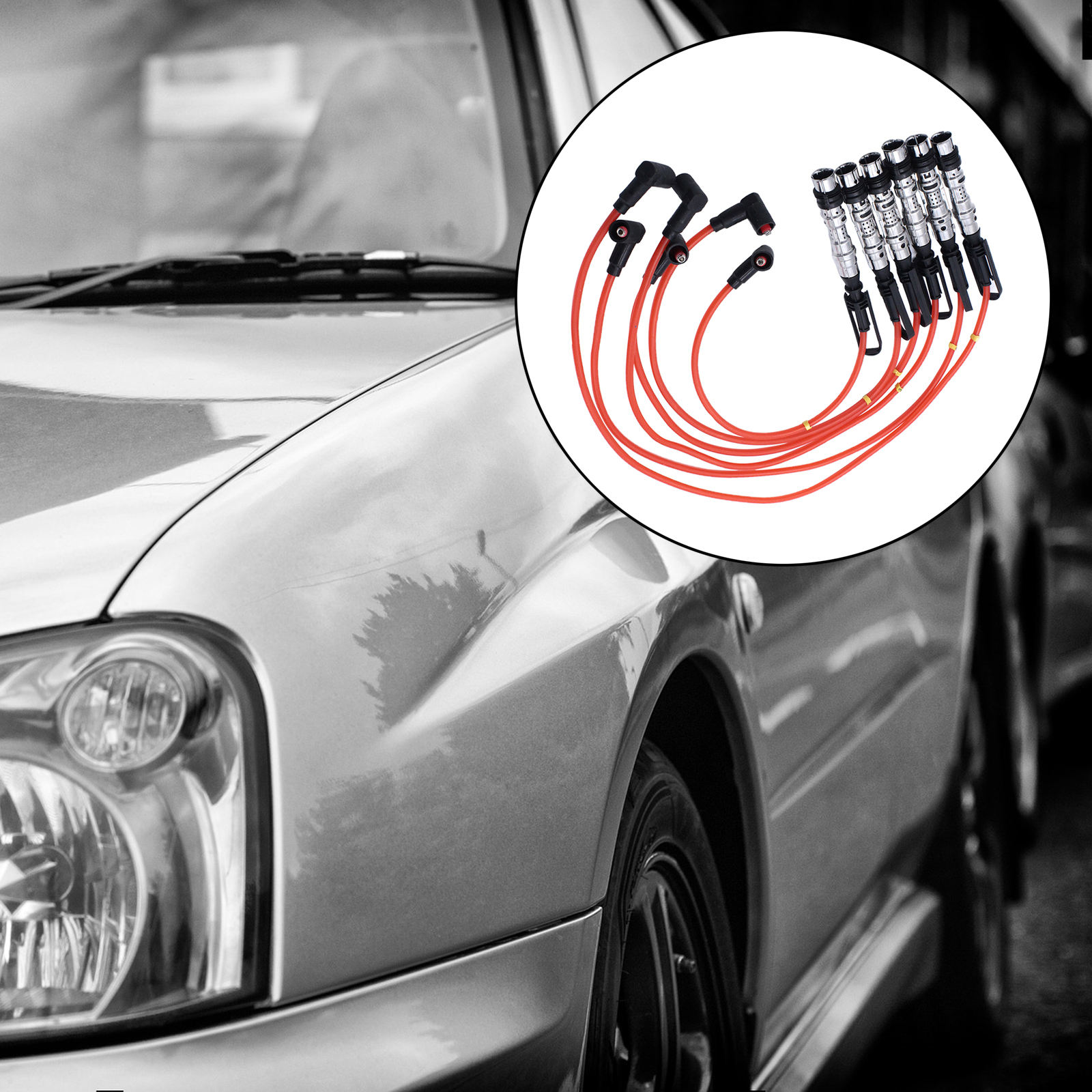 Spark Plug Wire Set with Pull Rod High Performance Ignition Lead Cable for VR6 2.8 2.9 Engines