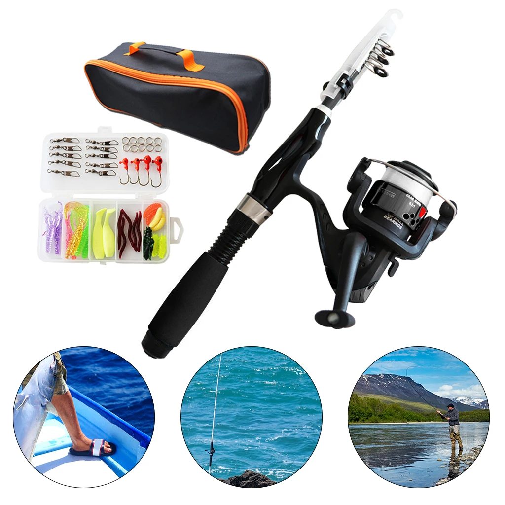 Portable Kids Fishing Pole Reel Children Saltwater Tackle Box Accessories 