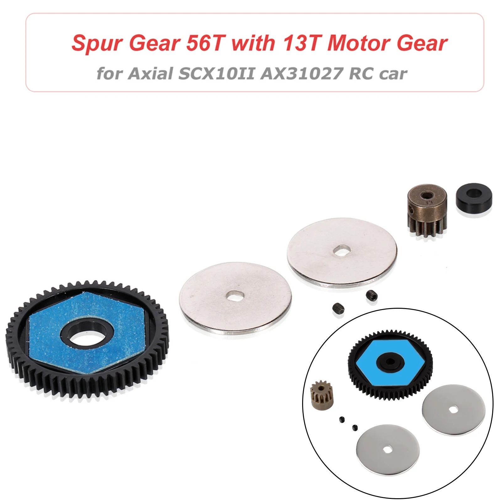AX31027 56T Spur Gear 13T Motor Gear for Axial SCX10II 1/10 RC Car Repair Accessories