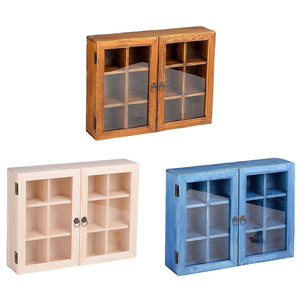 Wood Display Cabinet Dolls Display Cabinet Desktop Table Organizer Display Case Organizer Storage Box Display Storage Case
