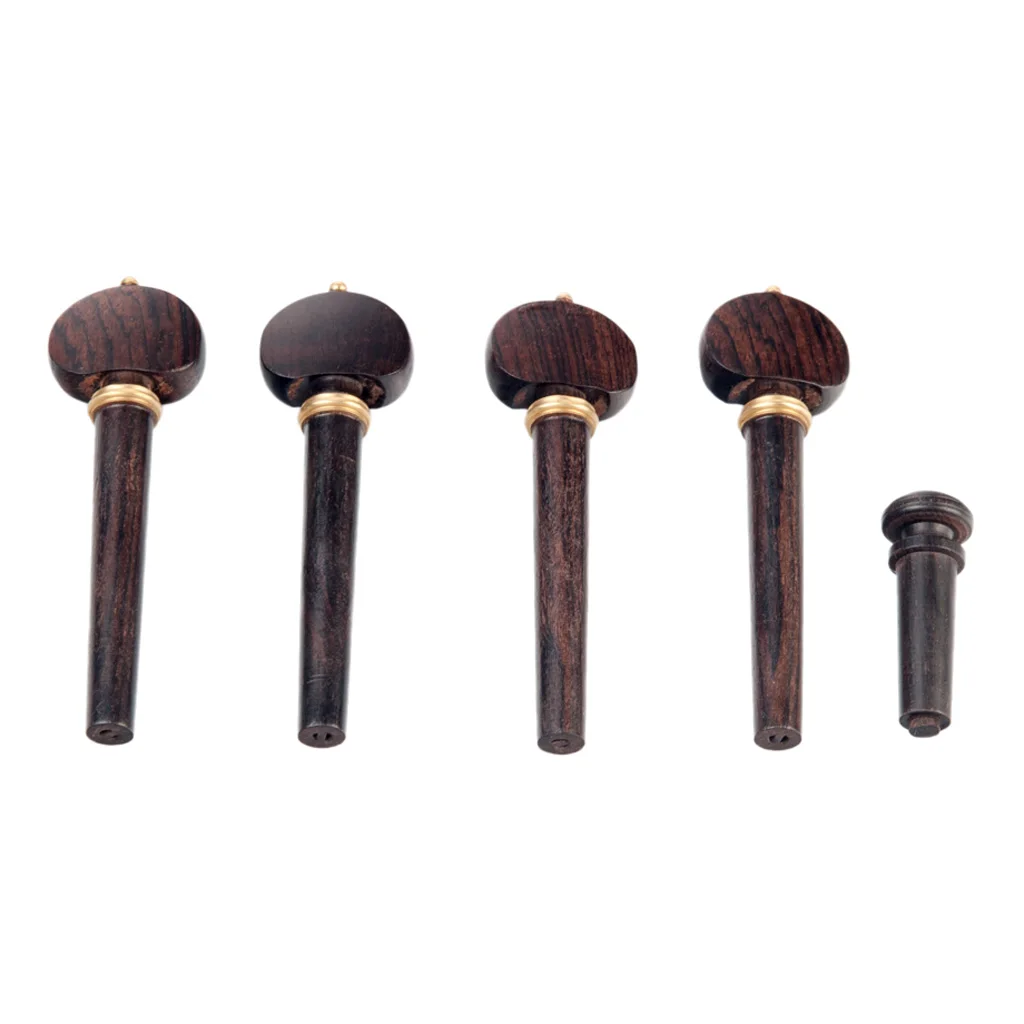 Finest Ebony 4/4 Scale Violin Tuning Pegs + Endpin Musical Instrument Violin Replacement Parts