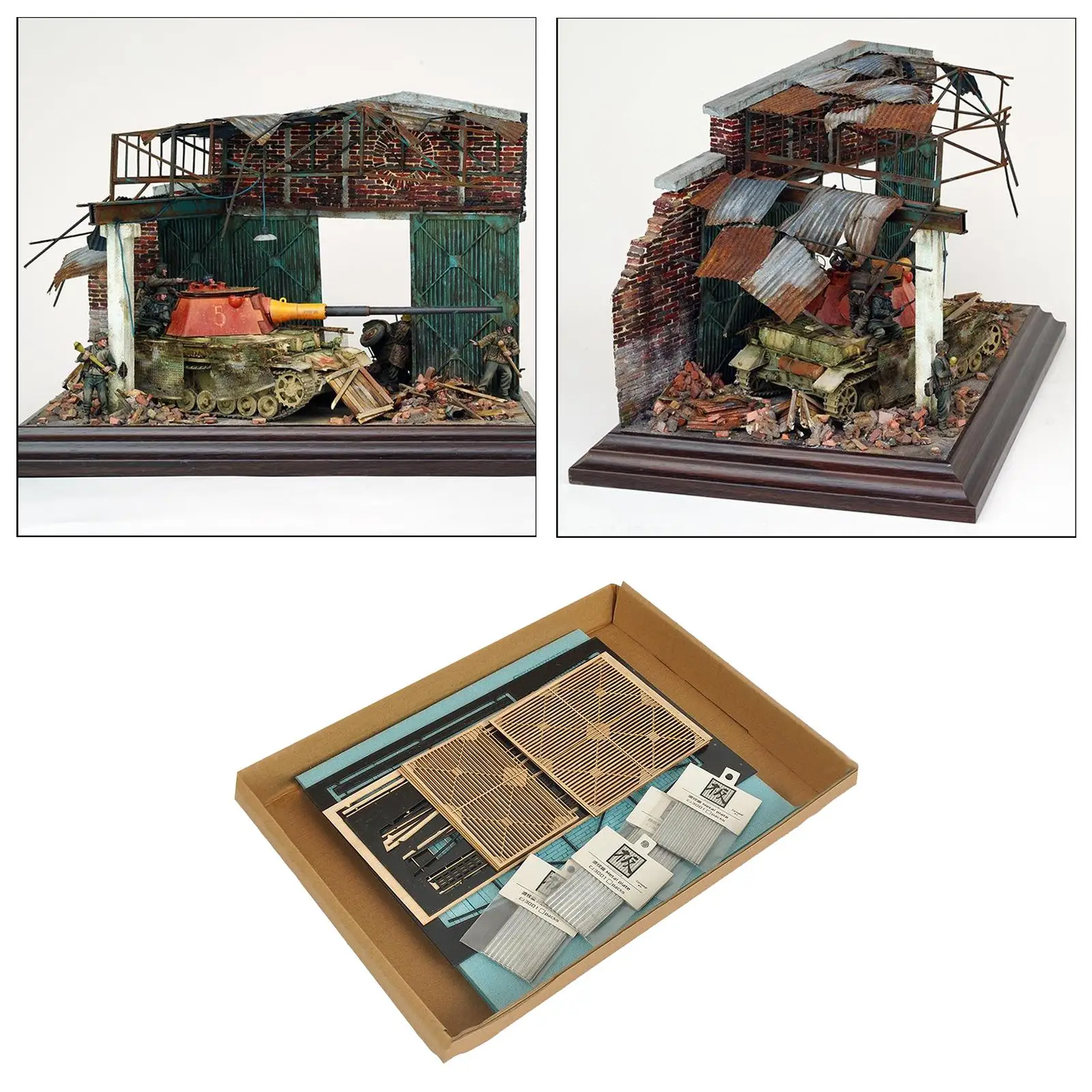 Handmade DIY Dioramas Building Model Kits Wood Ruins Corner House 1:35 Scale
