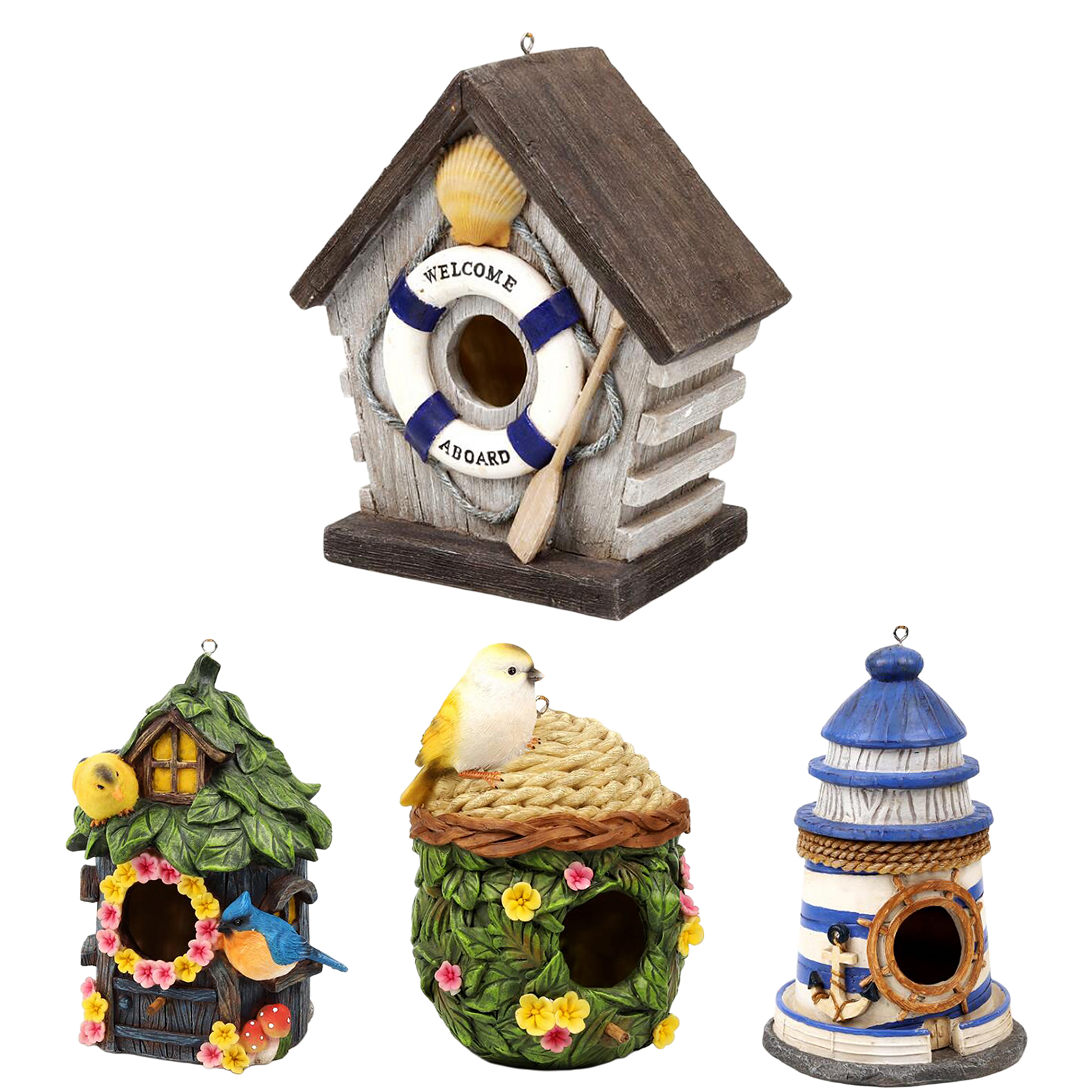 Hand-Painted ing Birdhouse Garden Bird House Birds Nesting Box