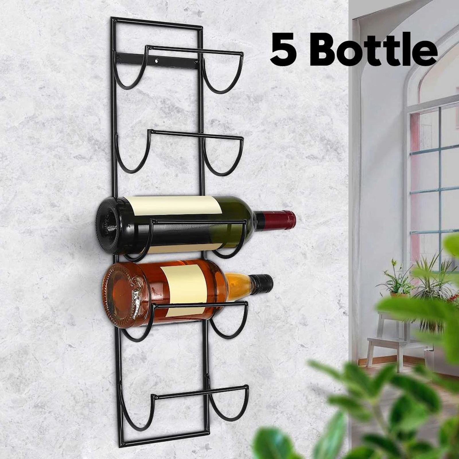 5 Bottle Metal Wall Mounted Wine Holder Wine Rack Towlel Storage Holder Shelf Bar Kitchen Rack Bottle Display Stand