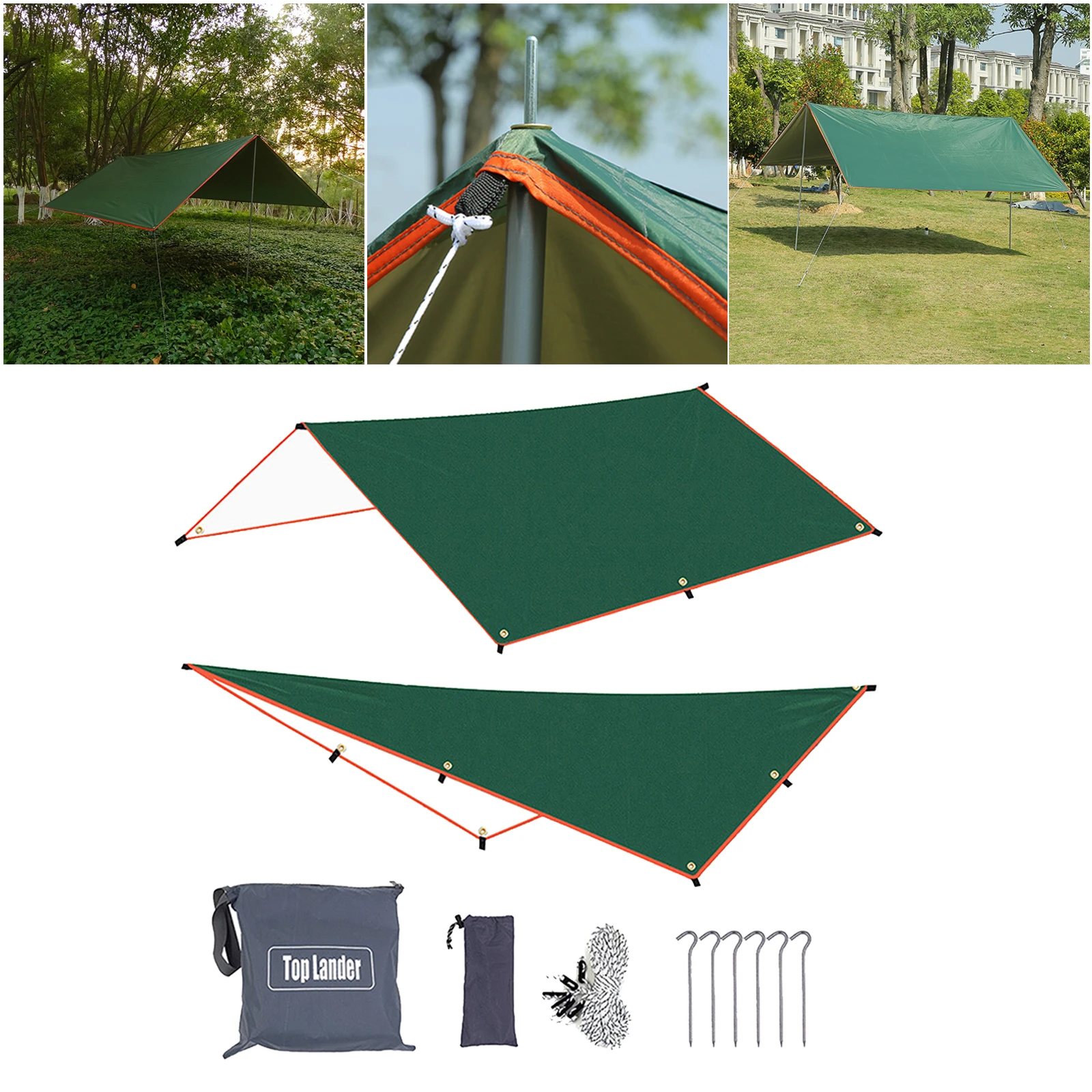 Waterproof Tent Tarp Large Hammock Rain Tarpaulin Roof Canopy Parasol Outdoor Hiking Ground Cloth w/ Carrying Bag