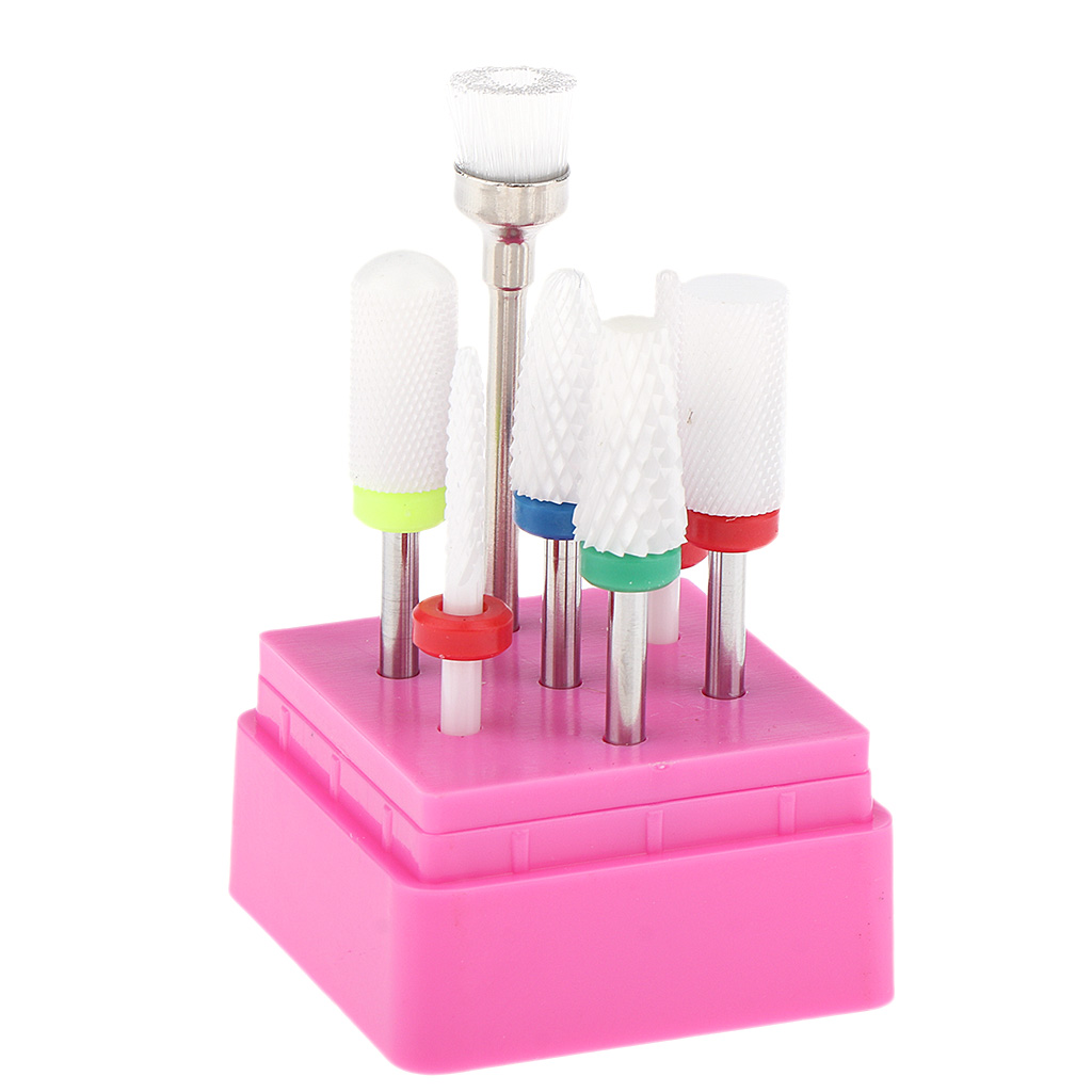 7Pc Ceramic Nail Art Polishing Head Drill Bit DIY Manicure Buffing Bits Set