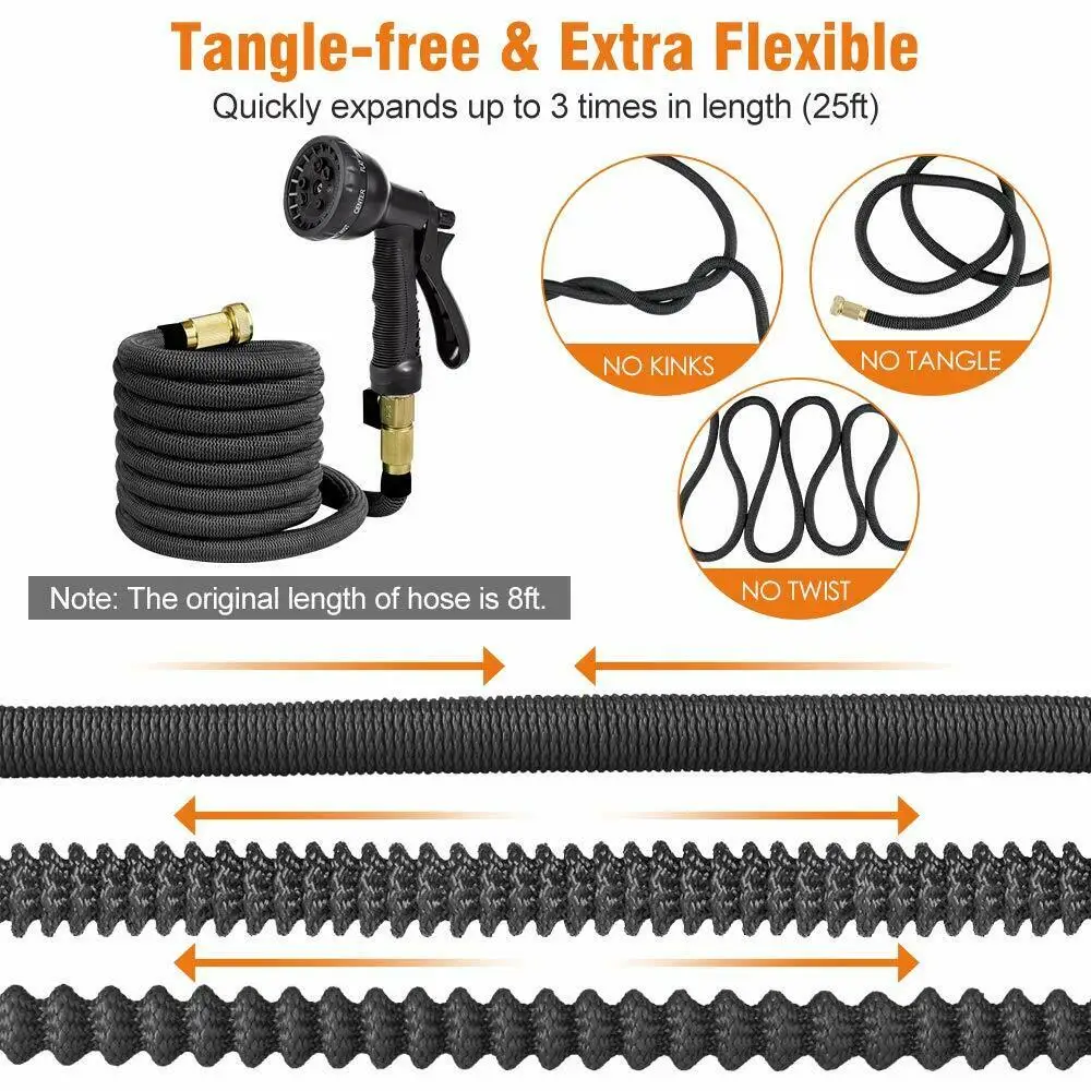 patio drip irrigation kit 25Ft-100Ft Garden Hoses Pipe Upgraded Double Latex Retractable Pipe High Pressure Car Wash Hose With Spray Gun Garden Watering solar irrigation kit