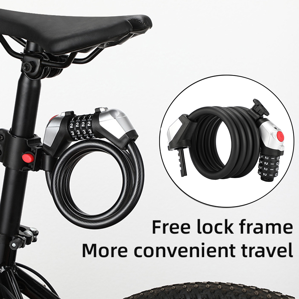 Bicycle Cable Lock Bike Security Anti-Theft Combination MTB Road Accessories 4 Digit Resettable Combination Code Lock