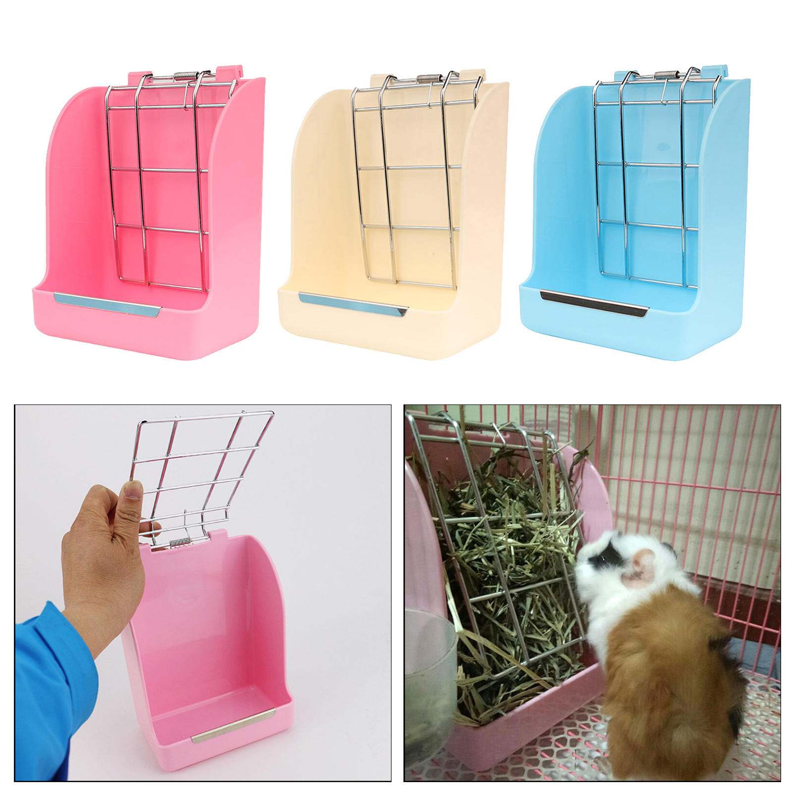 Plastic Hanging Hay Rack Bowl Rabbit Feeder Stand for Herbivore Guinea Pig