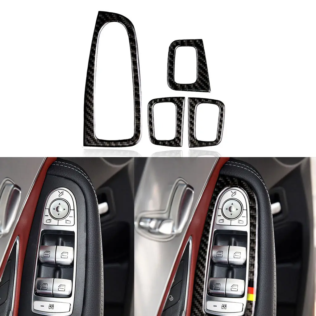 4 Pieces Car Window Switch Armrest Panel Sticker for Mercedes W205