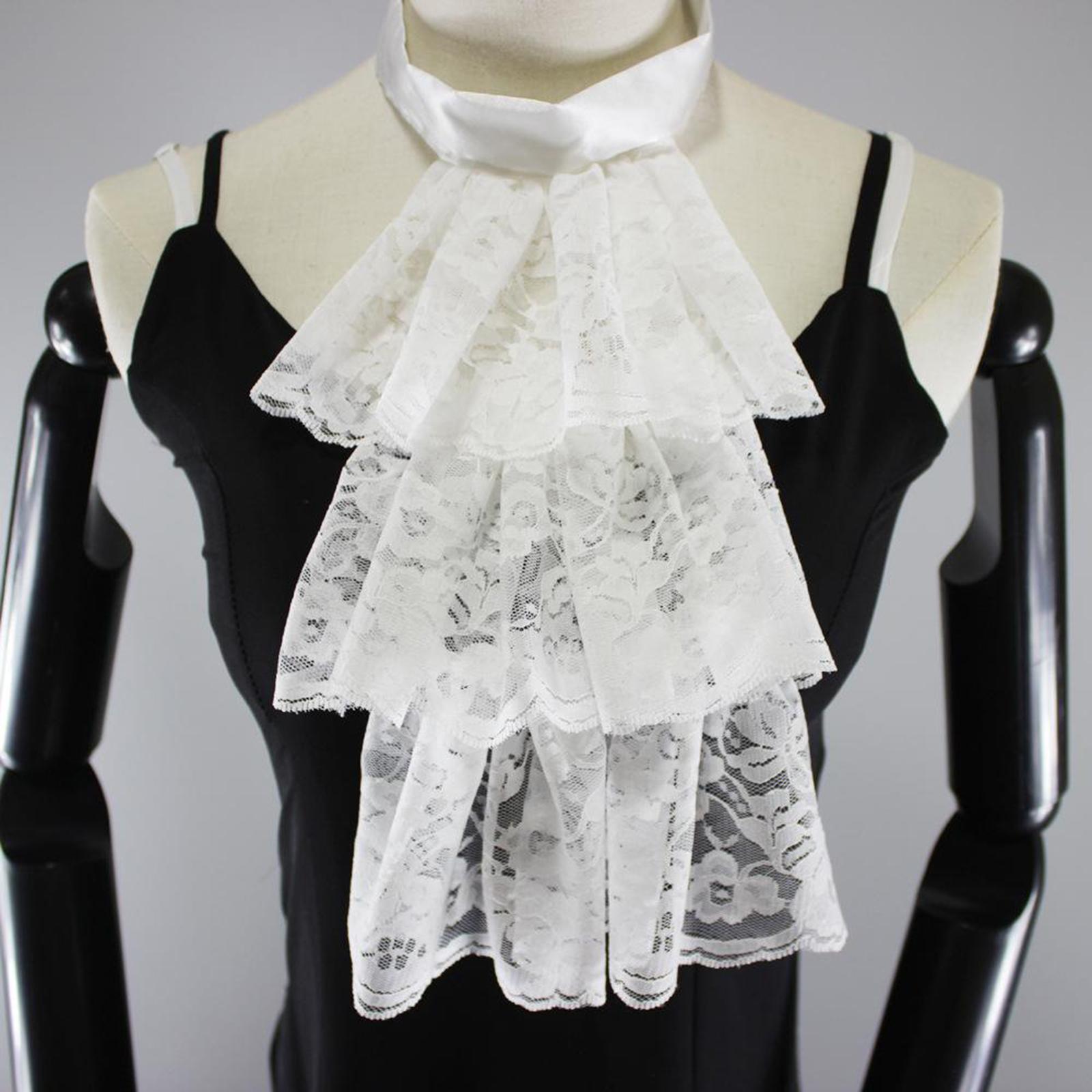Women Lace Necktie Victorian Steampunk Collar Ruffle Fake False Collar Half Shirt Blouse