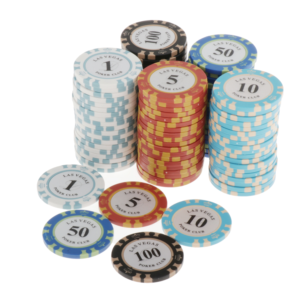 Casino Poker Set - Clay Composite Chips for Playing Cards - for Texas Hold’em Blackjack & Casino Games - 100 Pieces