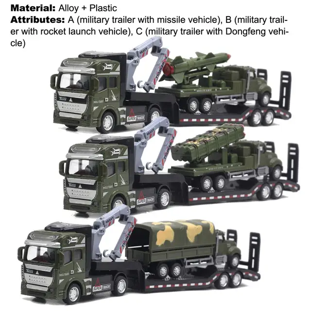 Modelo de carreta de reboque do exército, escala 1/50, figura educacional,  função de tiro com retorno, tipo de veículo de brinquedo para estudantes -  AliExpress
