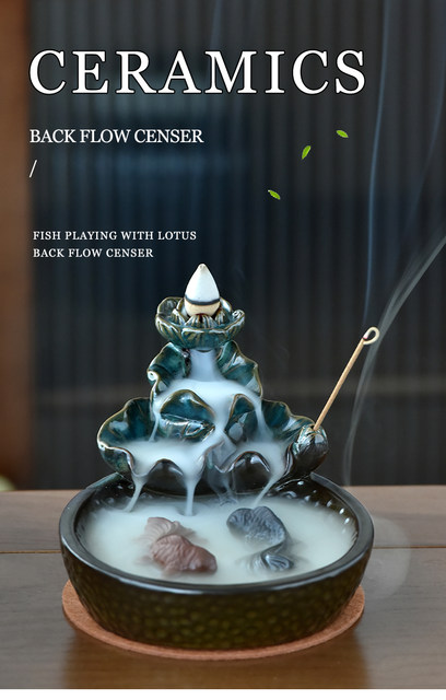 Lotus Pond riflusso bruciatore di incenso fumo di pesce cascata incensiere porta  bastoncini di incenso in ceramica ornamenti regalo decorazioni per la casa  Creative